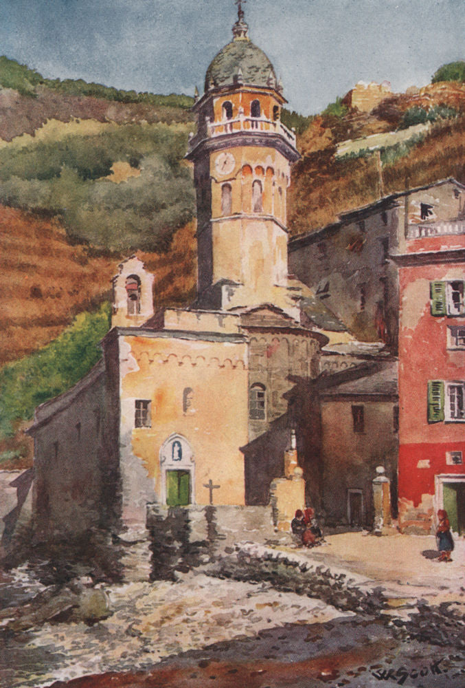 'Vernazza' by William Scott. Italy 1907 old antique vintage print picture